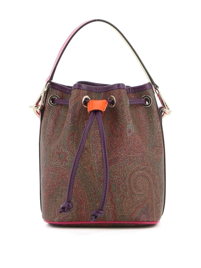 Etro Paisley Pattern Canvas Satchel Bag In Brown