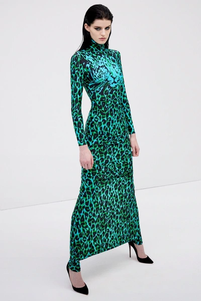 Alex Perry Mason Printed Jersey Turtleneck Maxi Dress