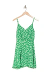 Lush Floral Print Overlay Mini Dress In Green-crea