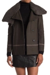 Allsaints Okito Genuine Shearling & Lamb Leather Pea Coat In Khaki Green