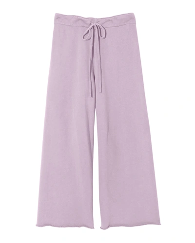 Nili Lotan Kiki Cropped Cotton-jersey Track Pants In Lavender