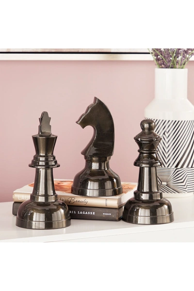 Cosmoliving By Cosmopolitan Large Metallic Black Decorative Chess Piece Sculpture In Gray