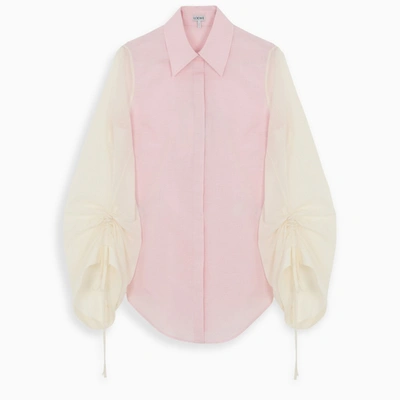 Loewe Pink Blouse With Curled Sleeves Detail In Multicolor