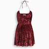 Saint Laurent Sequinned Pleated Mini Dress In Red