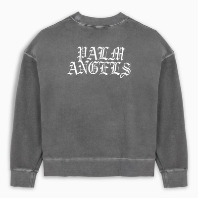 Palm Angels Grey Burning Head Sweatshirt In Black