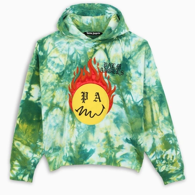 Palm Angels Cotton Hoodie With Embroidered Logo Patch In Green