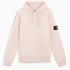 Stone Island Pink Hoodie With Logo Label In Antique Rose