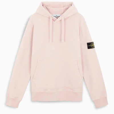 Stone Island Pink Hoodie With Logo Label In Antique Rose