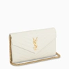 SAINT LAURENT CREAM WALLET WITH CHAIN STRAP,377828BOW01-I-YSL-9207