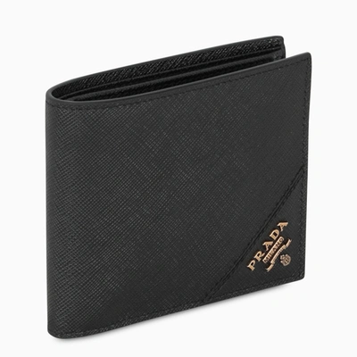 Prada Black Leather Wallet With Coin Holder