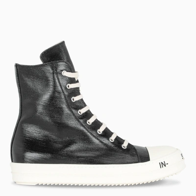 Drkshdw Black/white Lacquered Denim Effect Sneakers In Nero Bianco