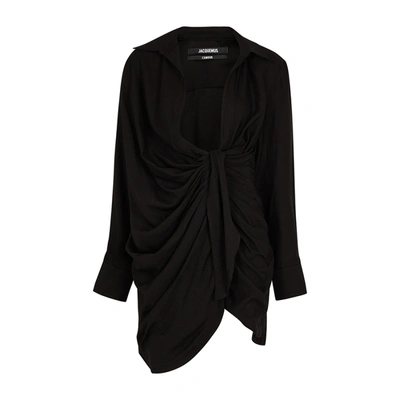 Jacquemus Pointed Collar V-neck Mini Dress In Multi