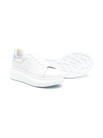 Alexander Mcqueen Babies' Oversize Leather Sneakers With Contrast Insert In White