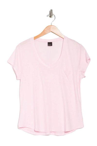 Free Press V-neck Pocket T-shirt In Pink Ballerina