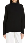 Vince Boiled Funnel Neck Pullover In Black