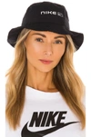 Nike Logo Bucket Hat In Black In Black & Black