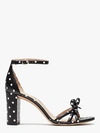 Kate Spade Flamenco Bow Polka-dot Block-heel Sandals In Black/french Cream