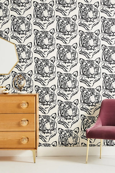 Aimee Wilder Star Tiger Wallpaper By  In Black Size Swatch