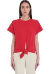 ISABEL MARANT ZELITO T-SHIRT IN RED COTTON,TS078021P027I70RD