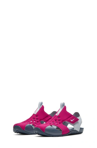 Nike Sunray Protect 2 Little Kids' Sandals In Fireberry/ Blue/ Grey