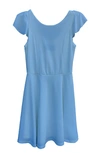 Un Deux Trois Kids' Girl's Cap-sleeve Pleated Dress In Blue
