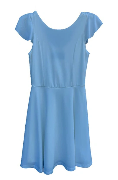 Un Deux Trois Kids' Cap Sleeve Fit & Flare Dress In Blue