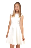 Un Deux Trois Kids' Cap Sleeve Satin Dress In Ivory