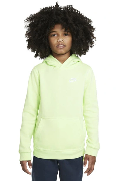 Nike Sportswear Club Big Kids' Pullover Hoodie In Light Liquid Lime/ White