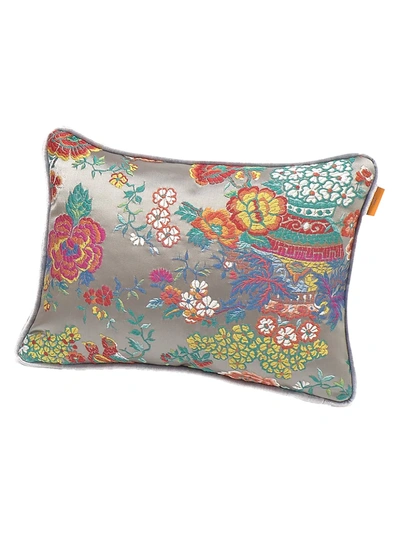 Etro Floral-embroidered Piping Jacquard Pillow