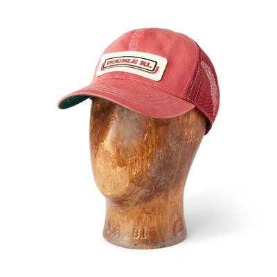 Double Rl Indigo Denim Trucker Cap In Faded Red