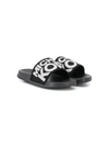 Michael Kors Embellished Logo Slippers In Black