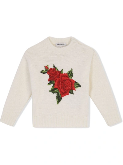 Dolce & Gabbana Babies' Cross-stitch Design Jumper In White