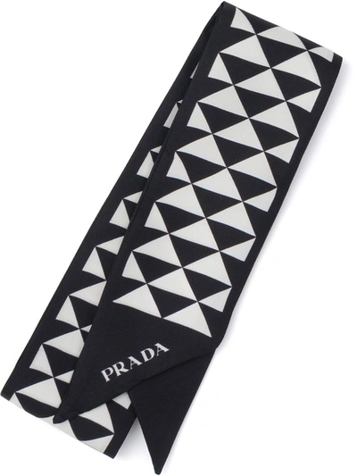 PRADA TRIANGLE-LOGO TWILL SCARF