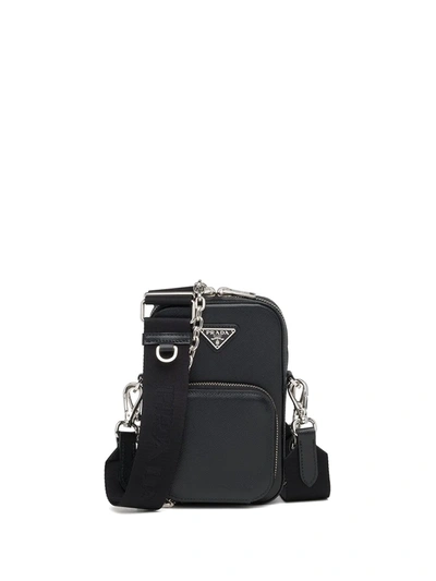 Prada Mini Double-compartment Shoulder Bag In Bianco+nero