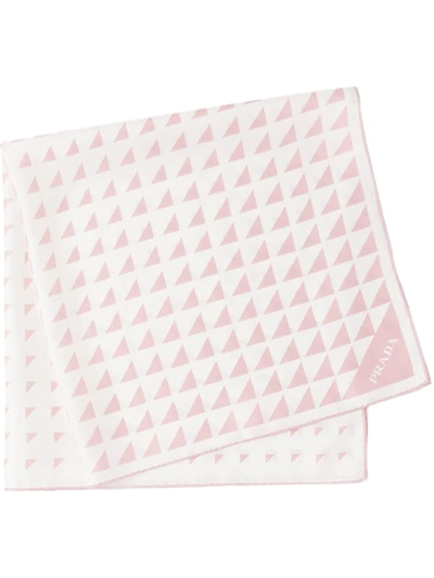 Prada Printed Twill Scarf In White/alabaster Pink
