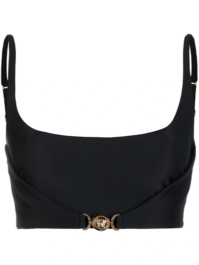 Versace Medusa Cropped Bustier Top In Black