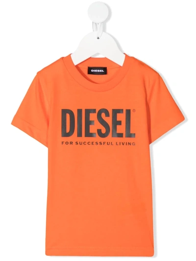 Diesel Babies' Logo-print Cotton T-shirt In Orange