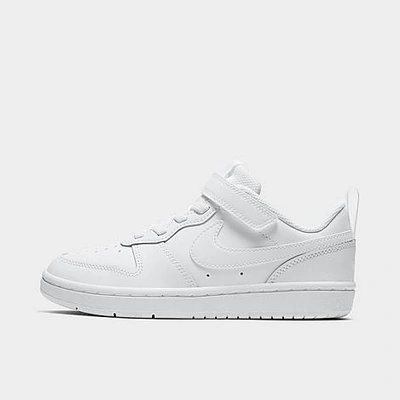 Nike Little Kids' Court Borough Low 2 Hook-and-loop Casual Shoes In White/white/white