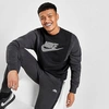 Nike Men's Sportswear Hybrid Fleece Crewneck Sweatshirt In Black Heather/white