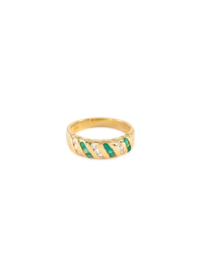 Lane Crawford Vintage Jewellery Diamond Emerald 18k Gold Ring