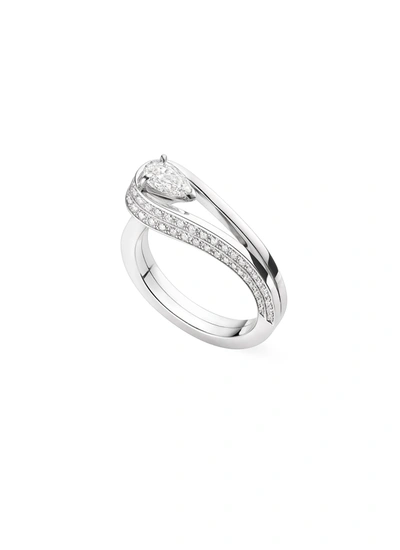 Repossi 18k White Gold Serti Inversé Diamond Ring In Metallic
