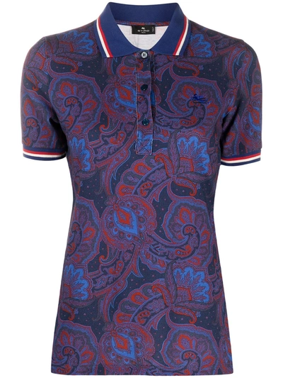 Etro All-over Paisley Polo Shirt In Blue