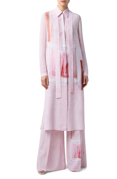 Akris Ohayo Print Silk Crepe Midi Shirtdress In Light Pink