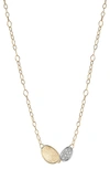Marco Bicego Lunaria 18k Yellow Gold & Diamond Petite Double Leaf Necklace In Yellow/ White Gold