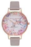 OLIVIA BURTON PAINTERLY PRINTS LEATHER STRAP WATCH, 34MM,OB16PP79