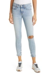 Rag & Bone Cate Ripped Frayed Ankle Skinny Jeans In Stella