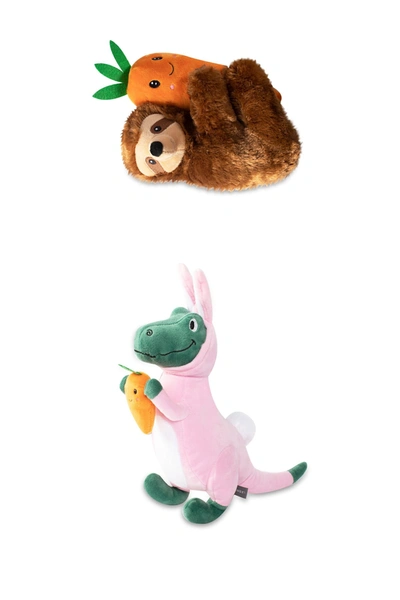 Fringe Studio Bunny-saurus & Sloth 2-piece Dog Toy Set