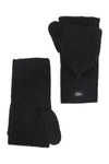Ugg Cozy Ribbed Knit Flip Mittens In Black