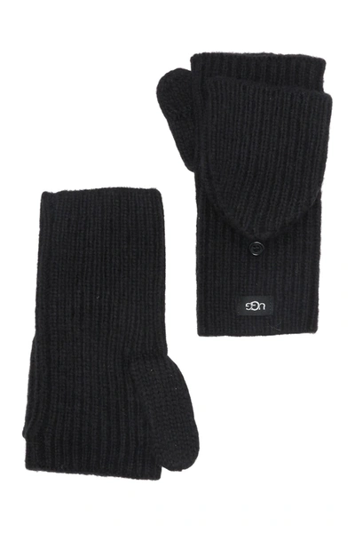 Ugg Cozy Ribbed Knit Flip Mittens In Black