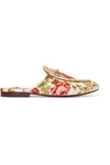 GUCCI PRINCETOWN HORSEBIT-DETAILED FLORAL-PRINT CANVAS SLIPPERS